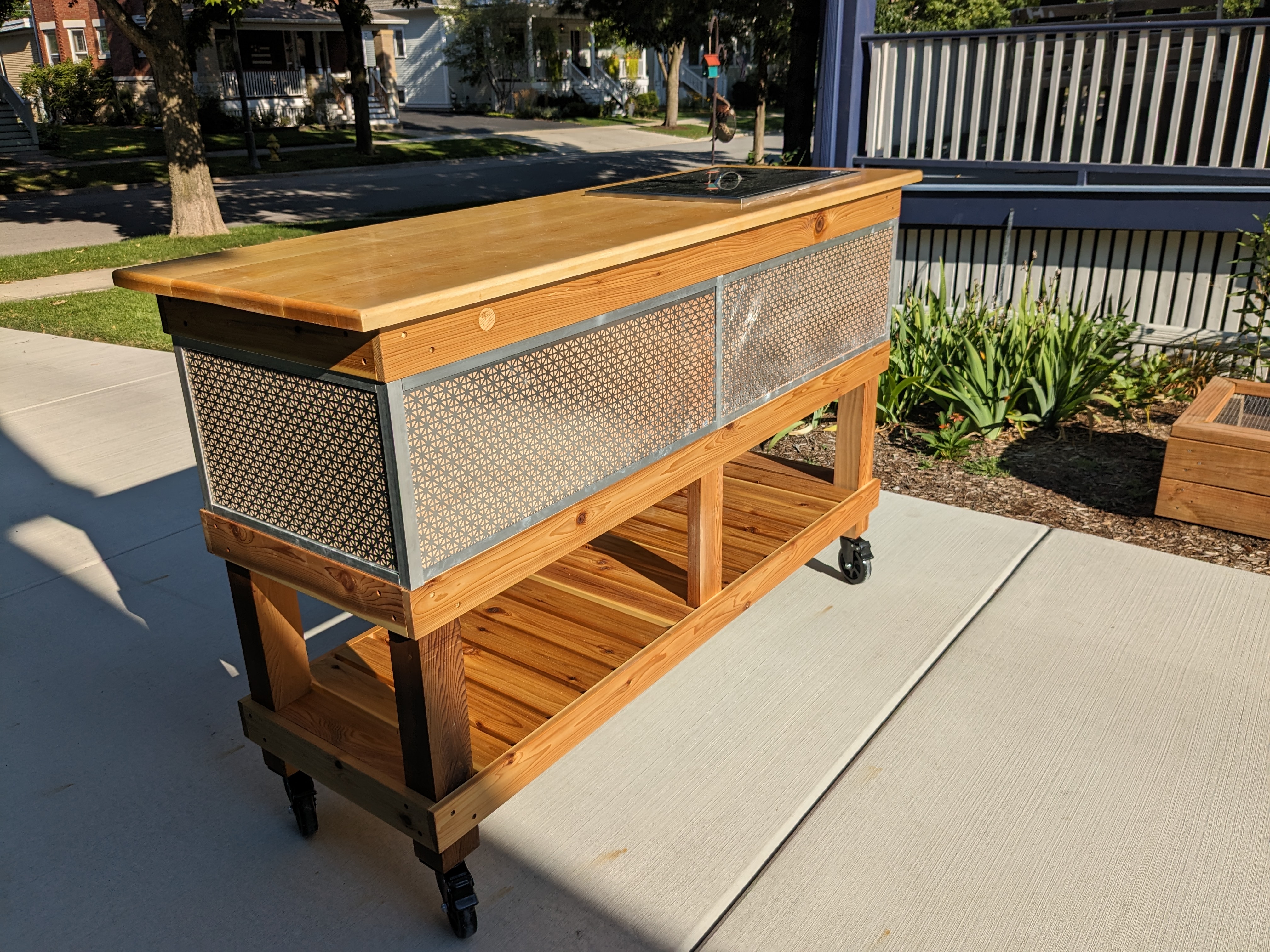 The Betty cabinet finished and installed in the hallway alcove.